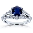 thumbnail image 3 of HeartsAndYou 4ct Round Cut Natural Blue Sapphire & Moissanite Halo Ring 14k SOLID White Gold, 3 of 9
