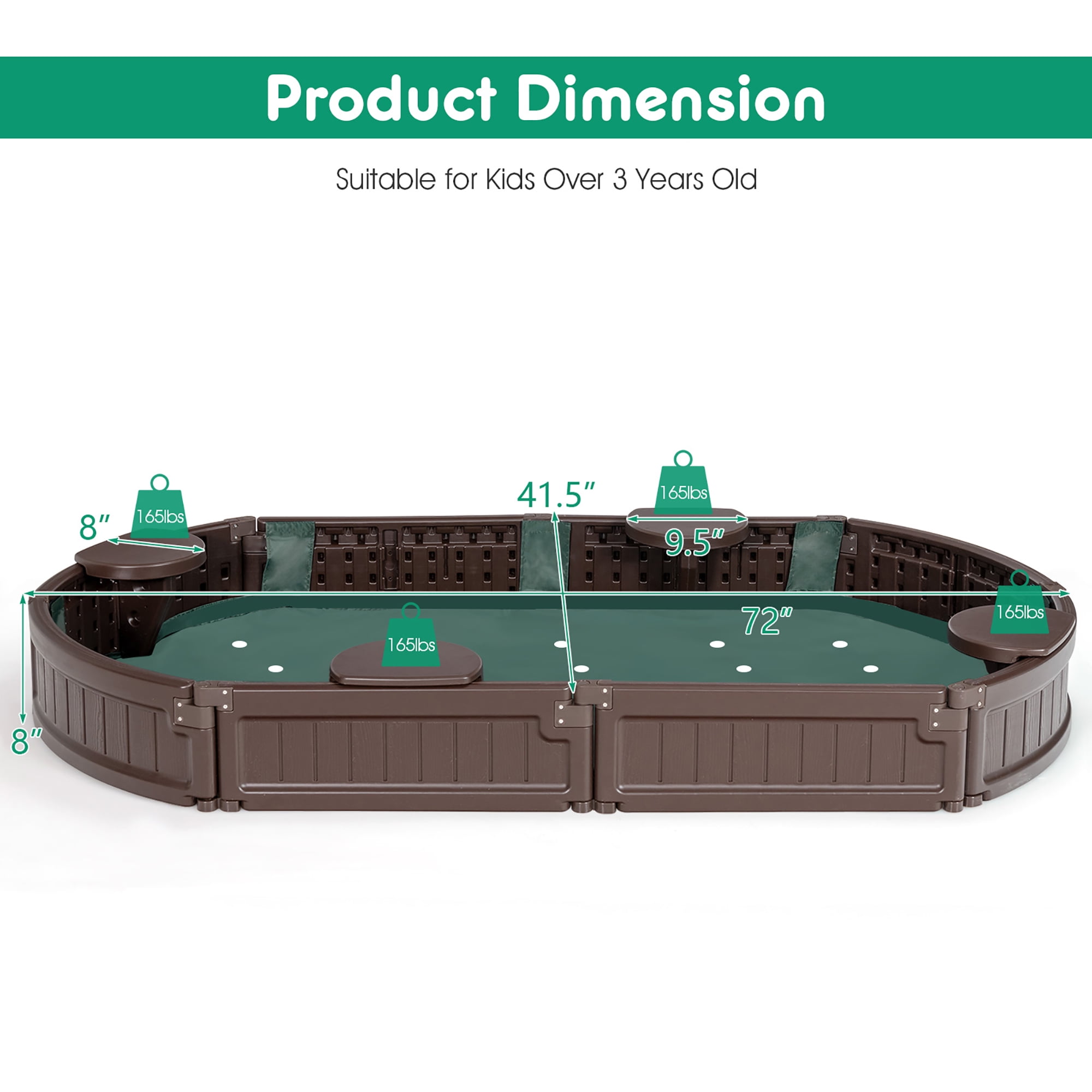 サンドボックス　6台 6 Feet Kids Oval Sandbox with Built-in Corner Seat and