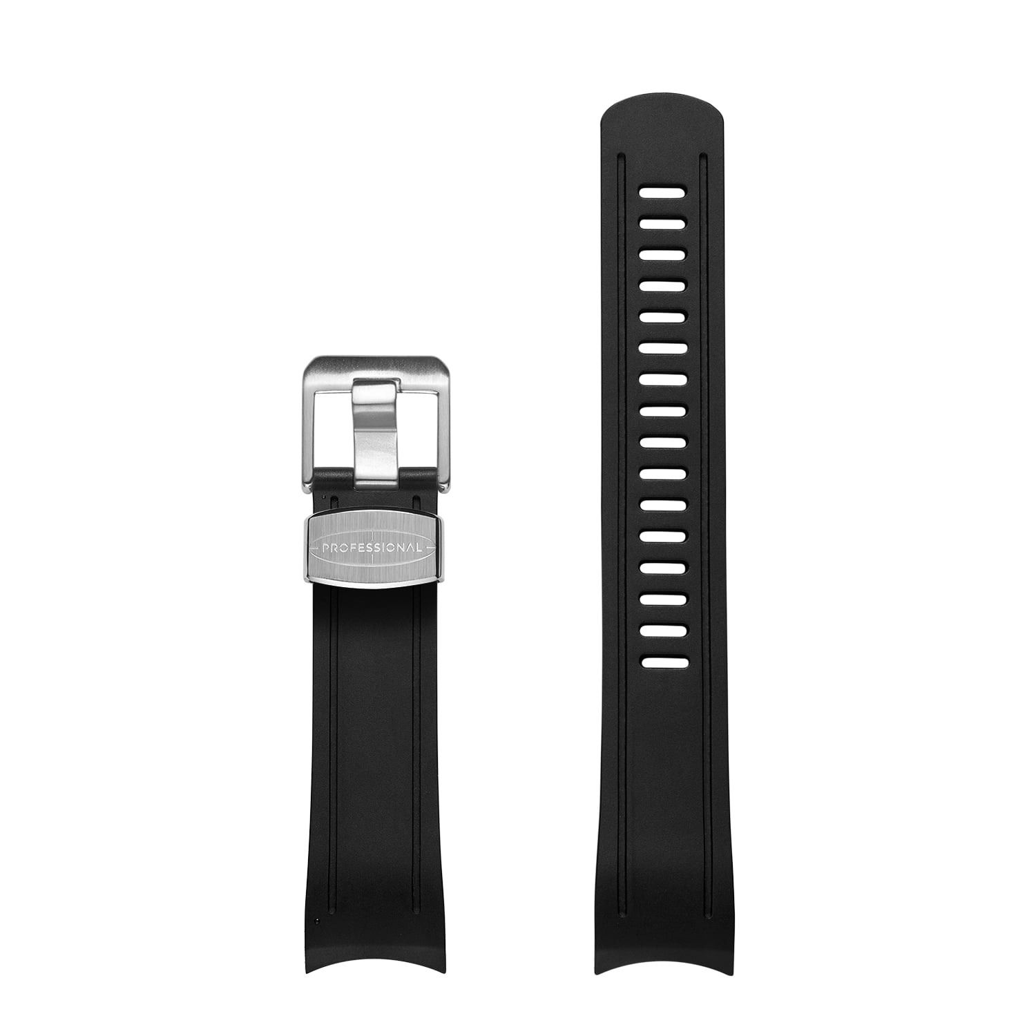 CRAFTER BLUE CB05 Curved End Watch Band Replacement for Seiko Skx Series  SKX007 etc and Sports 5 series - Black