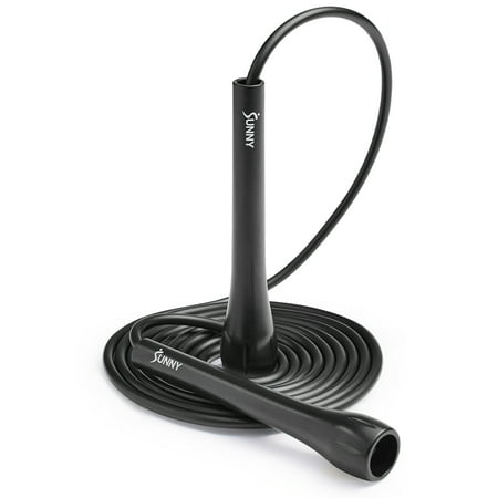 Sunny Health & Fitness Exercise Jump Rope for Fitness, Lightweight & Portable Silicone Infused Skipping Rope with Durable Handles & Adjustable Exercise Rope – SF-JR01-BK