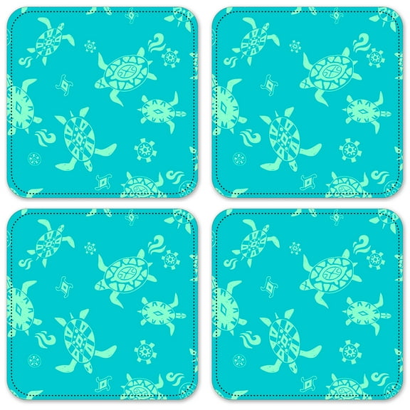 Vinyl Drink Coasters - Set of 4 - Sea Turtles