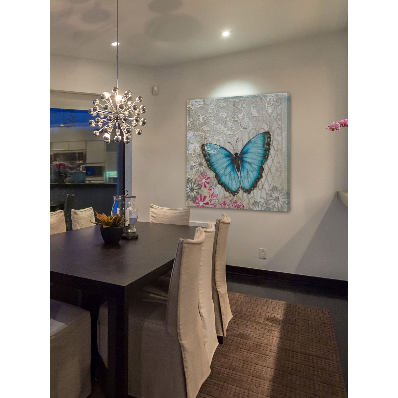"A Light Blue Butterfly" Painting Print on Wrapped Canvas