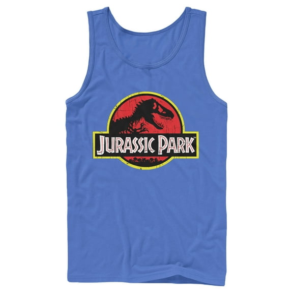 Men's Jurassic Park T Rex Logo Tank Top Royal Blue X Large
