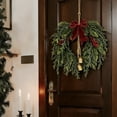 thumbnail image 3 of 20'' Christmas Wreath with Bells and Bow, Xmas Norfolk Wreath Decoration with Red Berries for Kitchen Cabinet, Chair, Window, 3 of 8