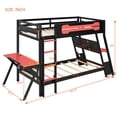thumbnail image 3 of Aukfa Twin over Twin Bunk Bed with Built-In Desks, USB Charging Ports & Pegboard Organizer, Wood E-Sports Gaming Bed Frame for Kids/Teens, Red, 3 of 8