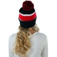 thumbnail image 3 of ToBeInStyle Unisex Soft Stretchy Beanies - California Republic Print - Black W/Red Stripe - One Size, 3 of 4