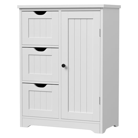 ZENSTYLE Bathroom Cabinet 3 Drawers Storage Organizer Floor Cupboard Home Decor White