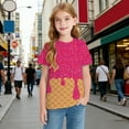 thumbnail image 6 of Tisuna Stylish Tops For Girls Boys Child Ice Cream Print Short Sleeve Crew Neck Shirts Fashion Casual Toddler Kids Summer Outfits Hot Pink Size 6-7 Years, 6 of 6