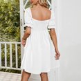 thumbnail image 4 of Usmixi Summer Dresses for Women High Waist Casual Smocked Swing Beach Short Sun Dresses Short Sleeve Square Neck Solid Mini Sun Dress White XXL, 4 of 7