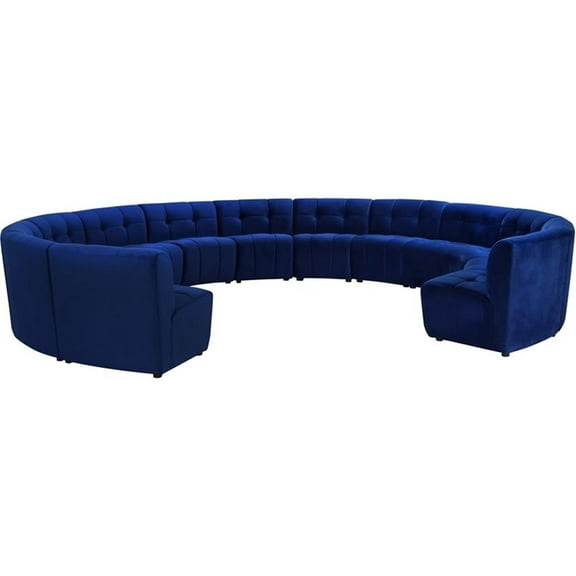 Maklaine 13-Piece Modular Contemporary Velvet Sectional Sofa in Navy