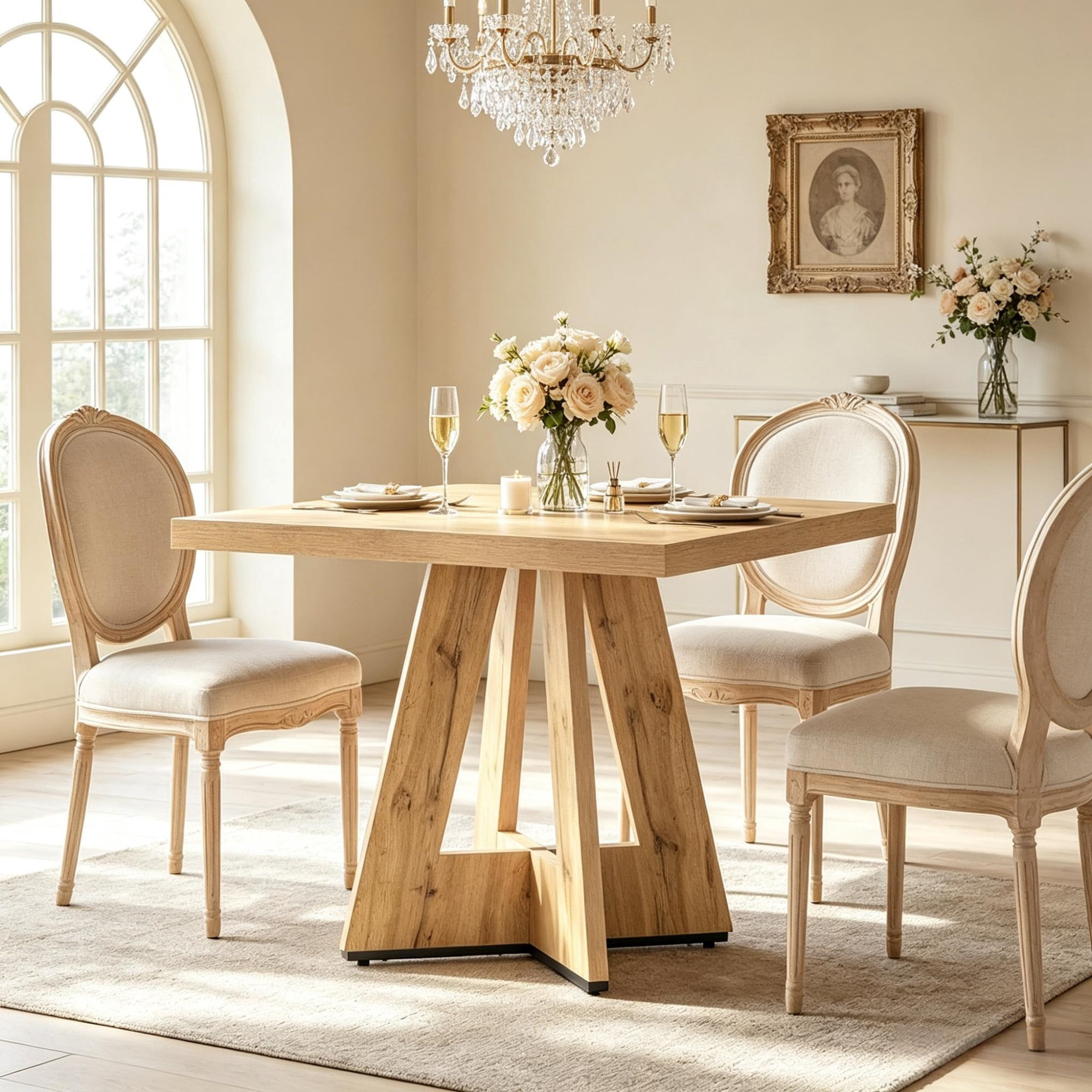 31.5 Inch Square Dining Table for 2 to 4 People, Compact Kitchen Dinner Table