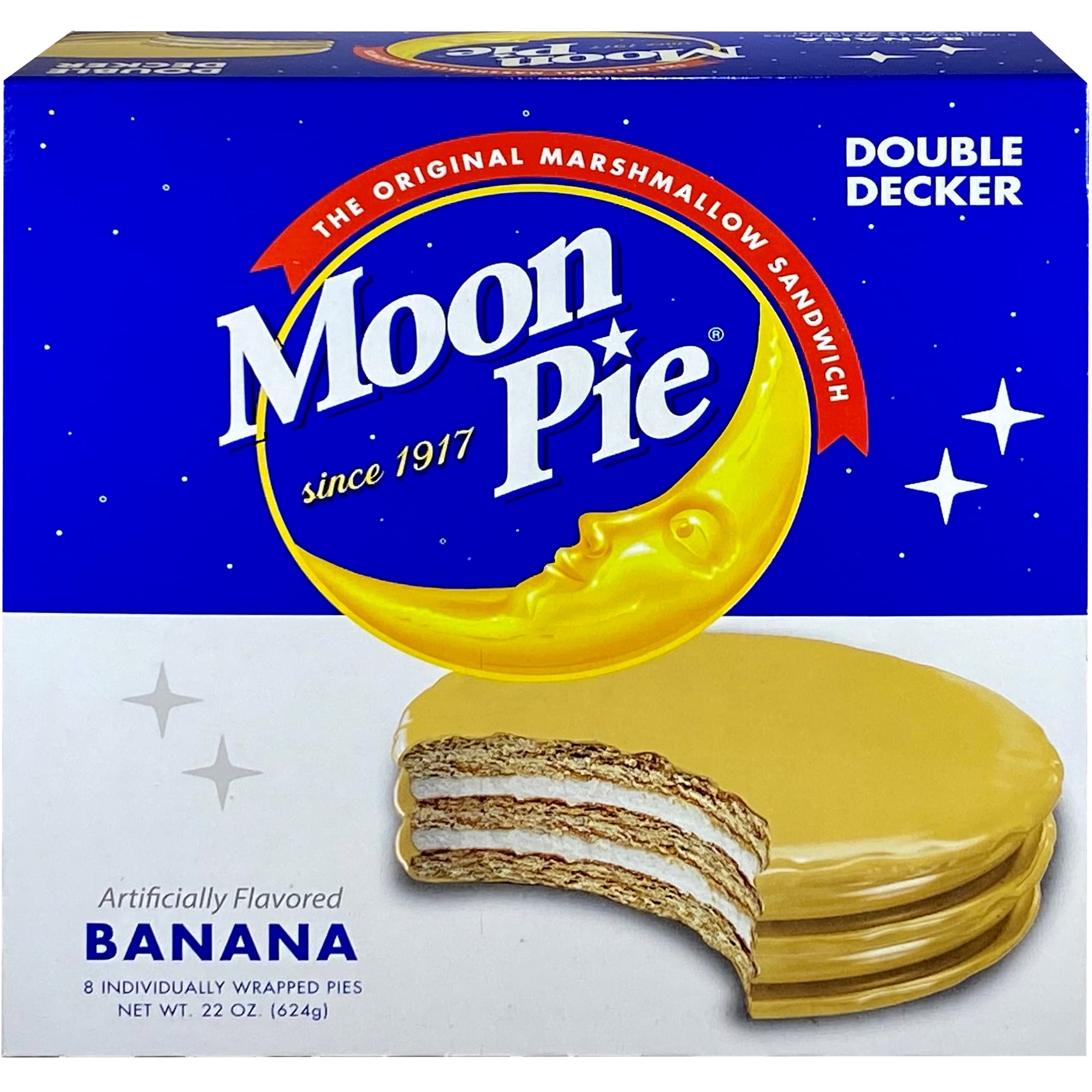 Moon Pie Double Decker Banana Marshmallow Sandwich, 2.75 oz, 8 Count Box
