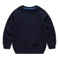 thumbnail image 2 of Otqutp Baby Casual Round Neck Toddler Boys Girls Solid Color Long Sleeve Round Neck Pullover Sweatshirt Threaded Neckline Tops Fall Winter Clothes(Navy,6-12 Months), 2 of 4