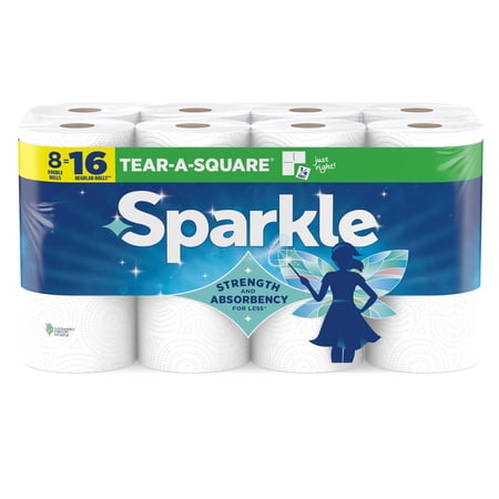 SPARKLE TOWELS SPARKLE TEAR-A-SQUARE PAPER TOWELS, 8 DOUBLE ROLLS, 110 SHEETS PER ROLL