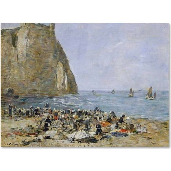 Trademark Fine Art "Washerwomen on the Beach" Canvas Art by Eugene Boudin