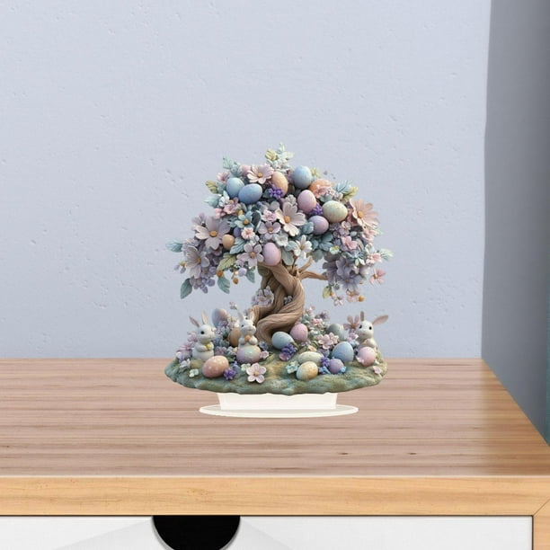 Huevos de Pascua decoración de conejo cartel 2d decoración de mesa decoración decorativa de escritorio acrílico decoración de Pascua para estante de Estilo a