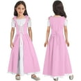 thumbnail image 3 of iiniim Kids Girls Renaissance Vintage Ball Gown Gothic Medieval Costume Maxi Dress Halloween Cosplay Size 6-16 Pink 16, 3 of 7