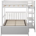 thumbnail image 5 of Max & Lily Wooden L-Shaped Twin over Full Bunk Bed with Bookcase for Kids, Clay, 5 of 5