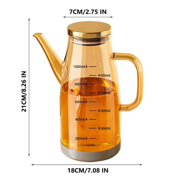 Aparatos de cocina 2025 Botella dispensadora de aceite mejorada con pico antigoteo Botella dispensadora de aceite de oliva de vidrio de 34 oz para cocina Dispensador de aceite y vinagre de grado alime