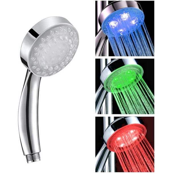 Pommeau de douche à LED avec capteur de température de la lumière de la  lueur de l'eau à changement de couleur bleu / vert / rouge douchette à main  de la salle