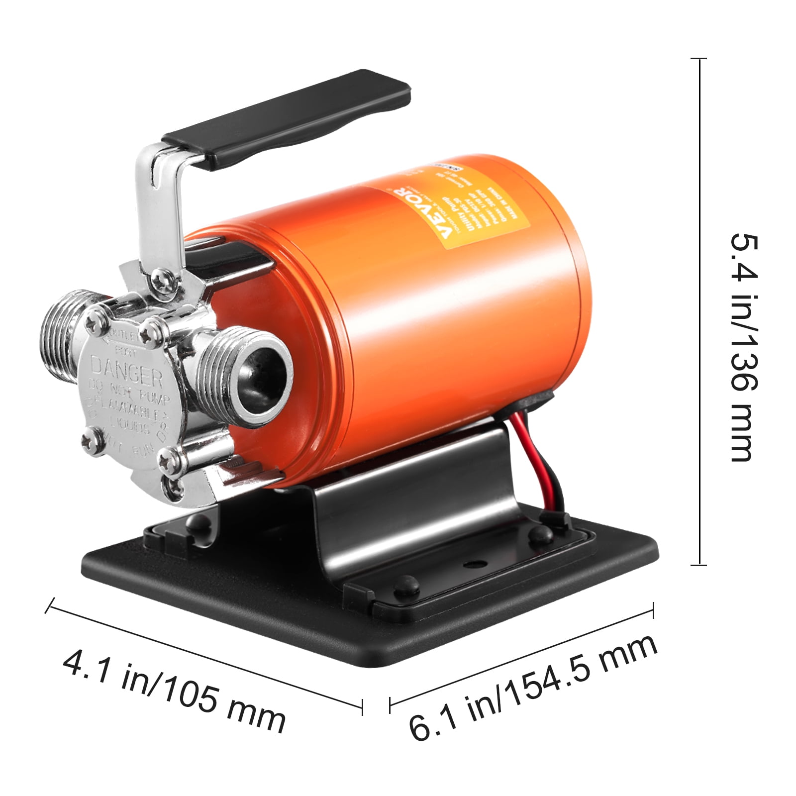 VEVOR Water Transfer Pump, 12V DC 360 GPH 1/10HP, Portable Electric Utility Pump with 6 ft Suction Hose Kit, Impeller, Suction Strainer, for Garden, Rain Barrel, Pool, Hot Tub, Aquarium Draining