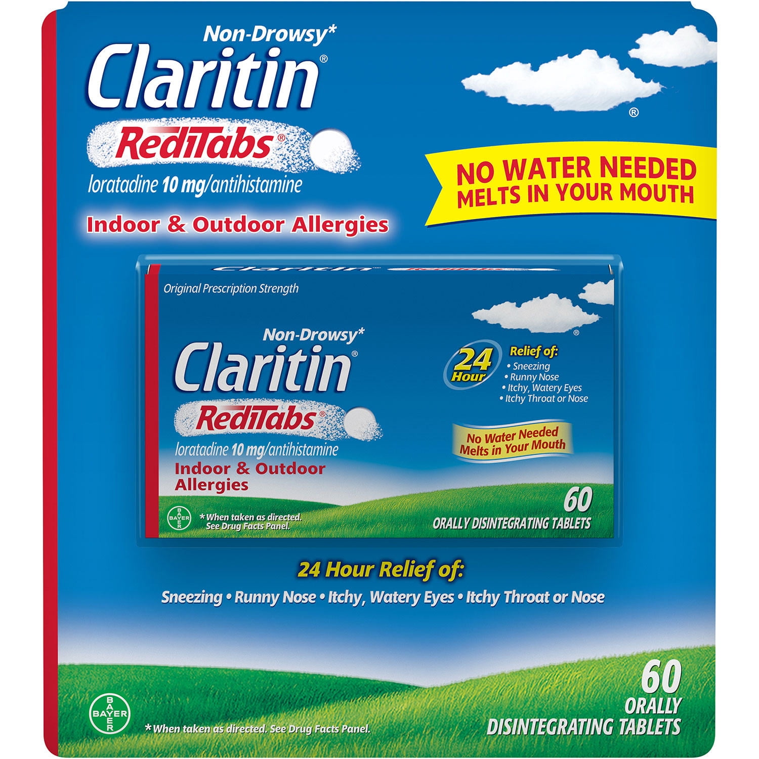 Claritin 24-Hour Non-Drowsy Allergy Antihistamine RediTabs, Loratadine ...