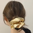 thumbnail image 4 of JCLIFE Gold Hair Scrunchies - Elastic Hair Ties for Girls & Women, Shiny Hair Accessories, Hair Band for Women's Ponytail, Soft Hair Bows (Gold, 4 PCS), 4 of 5