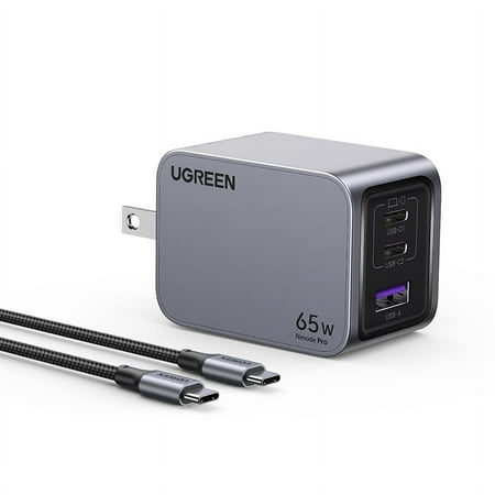 UGREEN Nexode Pro 65W USB C Charger, GaN Fast Charger for Laptop Cellphone, with 3ft 100W cable