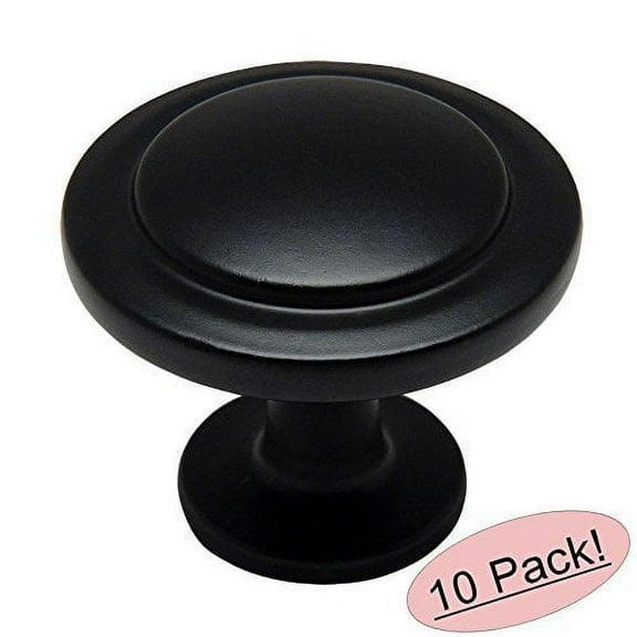 Cosmas 5560FB Flat Black Cabinet Hardware Round Knob - 1-1/4" Diameter - 10 Pack