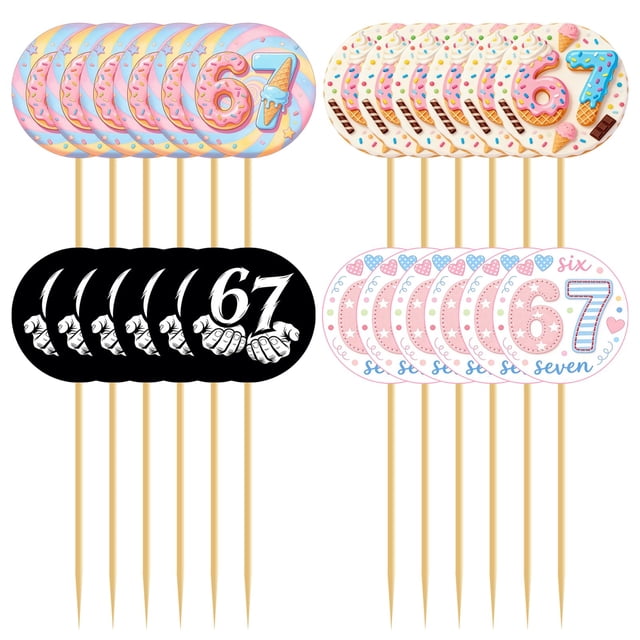 Cupcake Toppers para fiesta de cumpleaños de niños de 6 a 7 años, 24 unidades