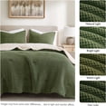thumbnail image 3 of JERFIT Twin Size Waffle Knit Chenille Comforter Set with Sherpa Back, Olive Green Bedding, Ultra Soft & Warm, 3 of 9