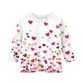 thumbnail image 4 of Girls Red Cold Shoulder Top, 3/4 Sleeve Heart Print Shirt with Glitter, Soft Stretch Casual Blouse for Girls Ages 4-12,Size 10-11T, 4 of 5