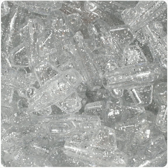 BeadTin Silver Sparkle 25mm Airplane Pony Beads (24pcs)