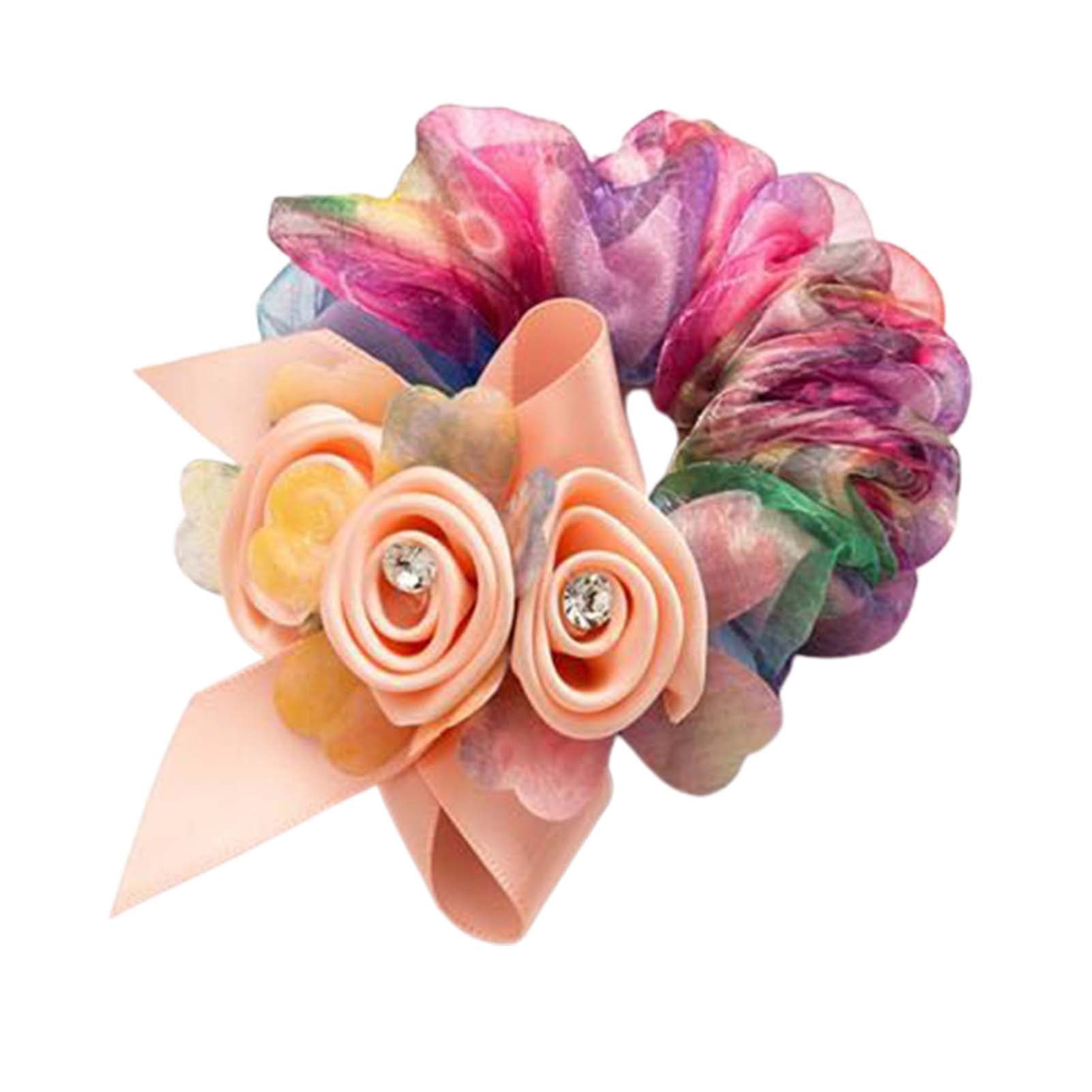 Artificial Flower Hair Accessories 6pc Scented Scrunchies Bridal Gifts Boho Rose Bridal Shower Favors, Blush Pink Floral, Hair  main image 4