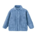 thumbnail image 3 of CCRFTGI Girls Fleece Jacket Sherpa Full-Zip Outwear Coat Warm Fall Winter Jacket Teddy Hoodie Sweatshirt with Pockets Blue 5-6Y, 3 of 3