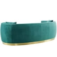 thumbnail image 5 of Contemporary Modern Urban Designer Living Room Lounge Club Lobby Sofa, Velvet Fabric Metal Steel, Aqua Blue, 5 of 6