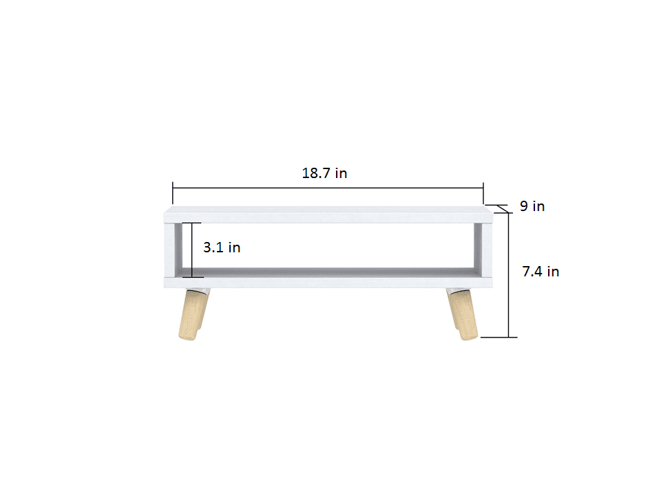 Mainstays Desk Riser with Wood Legs, White Wood Grain Finish. 9 in Width