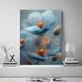 thumbnail image 2 of Mudket Light Blue and Gold Floral Canvas Wall Art, Framed Flower Print, Modern Botanical Wall Decor for Bedroom Office, Ready to Hang - 12"L x 8"W, 2 of 10