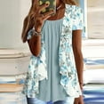 thumbnail image 1 of Kayannuo Blouses pour Femmes Liquidation Tee-Shirts pour Femmes Saint-Valentin Été Décontracté Imprimé Col Rond Manches Courtes Hauts Blouses Amples, 1 of 5
