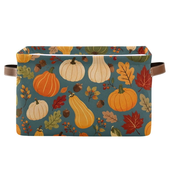 Vintage Pumpkin Foldable Storage Large Fabric Storage Baskets Organizer Storage Bins with Handles for Home Office