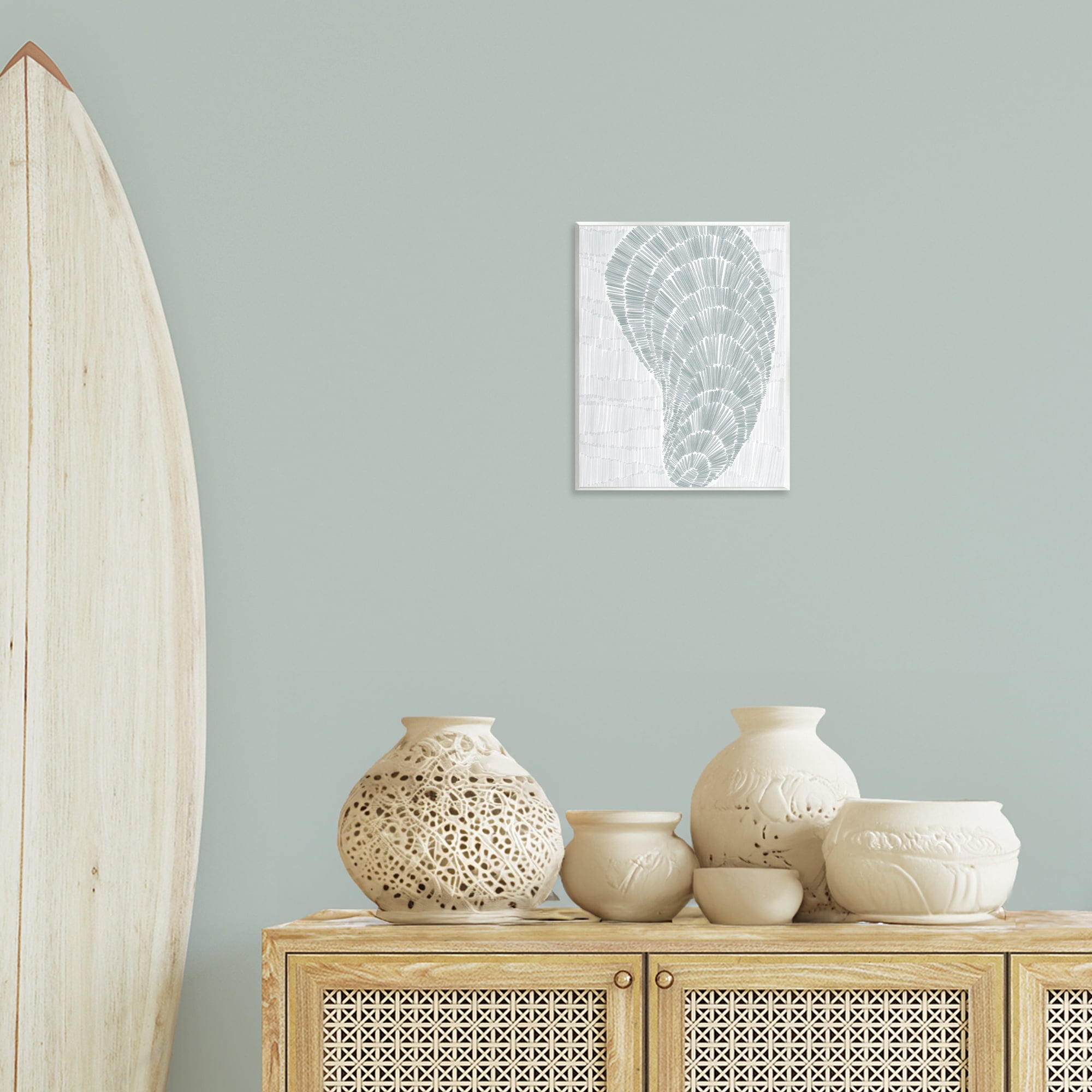 Stupell Industries Sketched Oyster Shell Nautical & Beach Painting Unframed Art Print Wall Art, 11 x 14