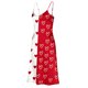 thumbnail image 5 of Falda Larga Verano para las Mujeres Cuello en V sin Mangas Impreso Color Dividido Vestido de Dormir Casual Playa Día de San Valentín, 5 of 8