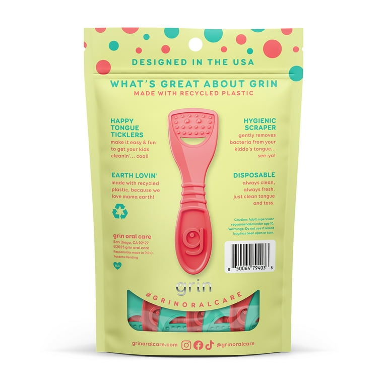 Grin Kiddo Tongue Cleaner - 28 Ct - Children's Disposable Tongue