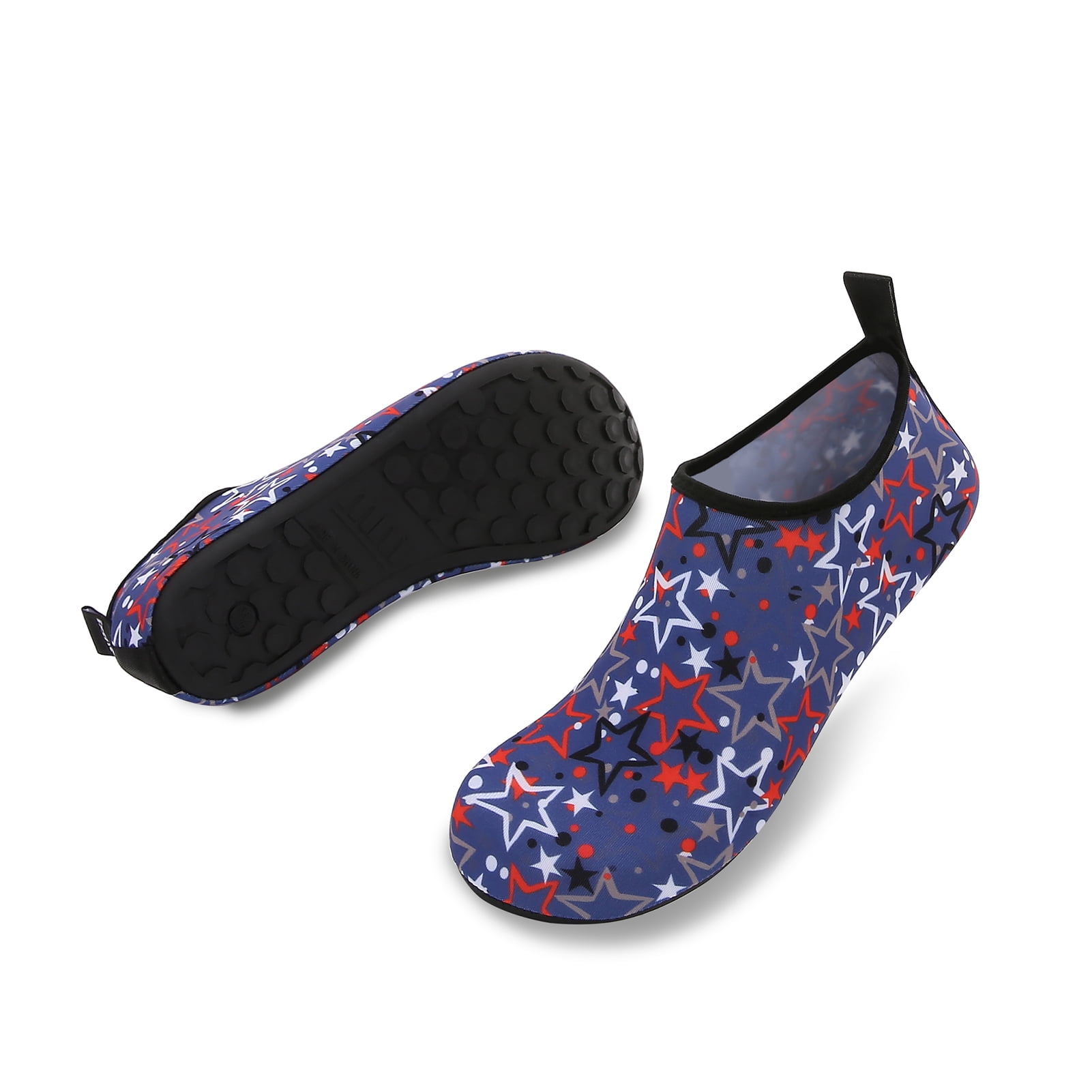 Men and Women a Slip On Barefoot Quick-Dry Beach Aqua Yoga Water Shoes (Star/White Red, 9.5-10.5 Women/8.5-9 Men)