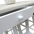 thumbnail image 3 of Carro de cocina de madera Zimtown con ruedas giratorias juego de mesa de comedor con hojas abatibles 2 cajones y 2 taburetes blanco, 3 of 6