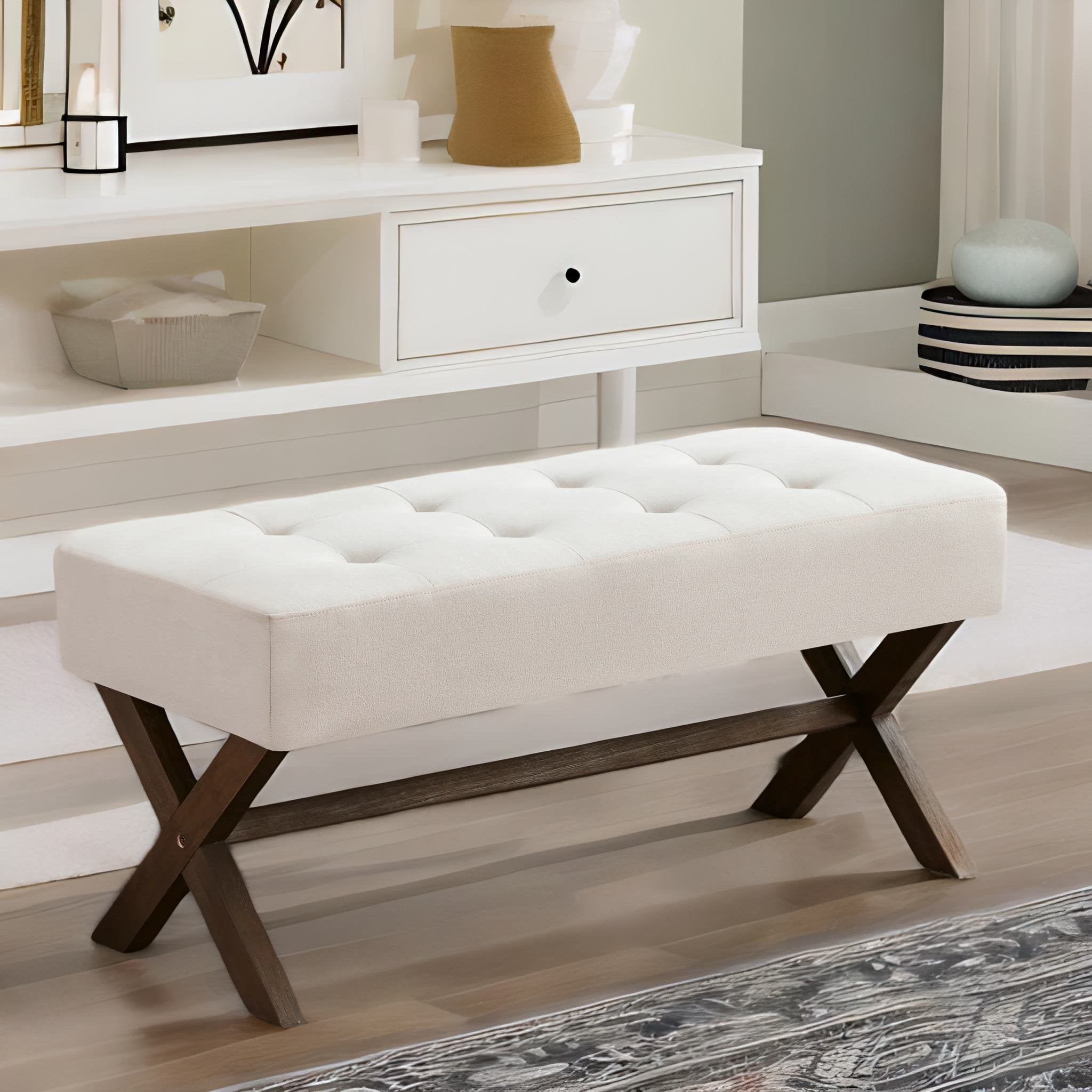 HUIMO Entryway Bench,35inch Bedroom Bench Cushion with XShaped Legs