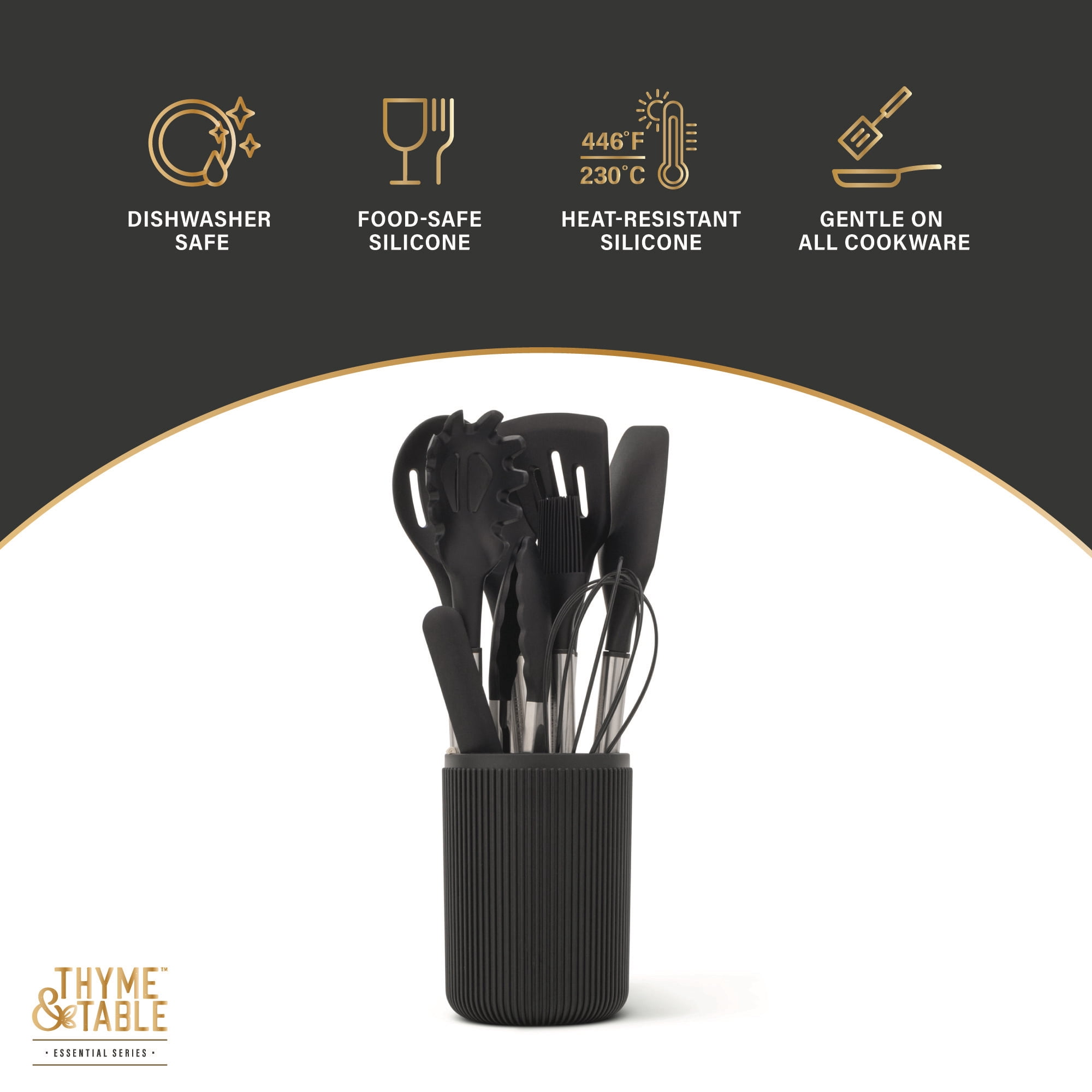 Thyme & Table 10-Piece Silicone Gadget Set - Black