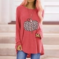 thumbnail image 1 of CHUANK T-Shirts Décontractés Grande Taille pour Femmes Manches Longues Automne Hiver Imprimé Ourlet Haut Bas T-shirt Raglan Rouge L, 1 of 5