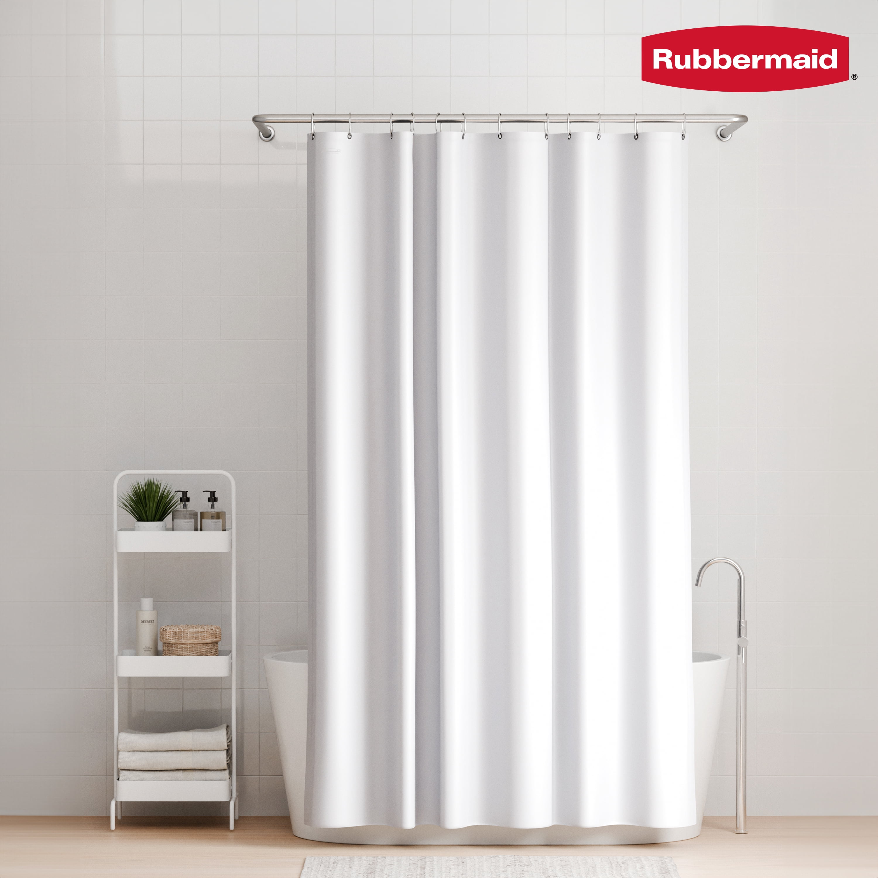 Rubbermaid White Heavyweight Waterproof PEVA Shower Curtain Liner, BPA-Free, 70 x 72 Inches