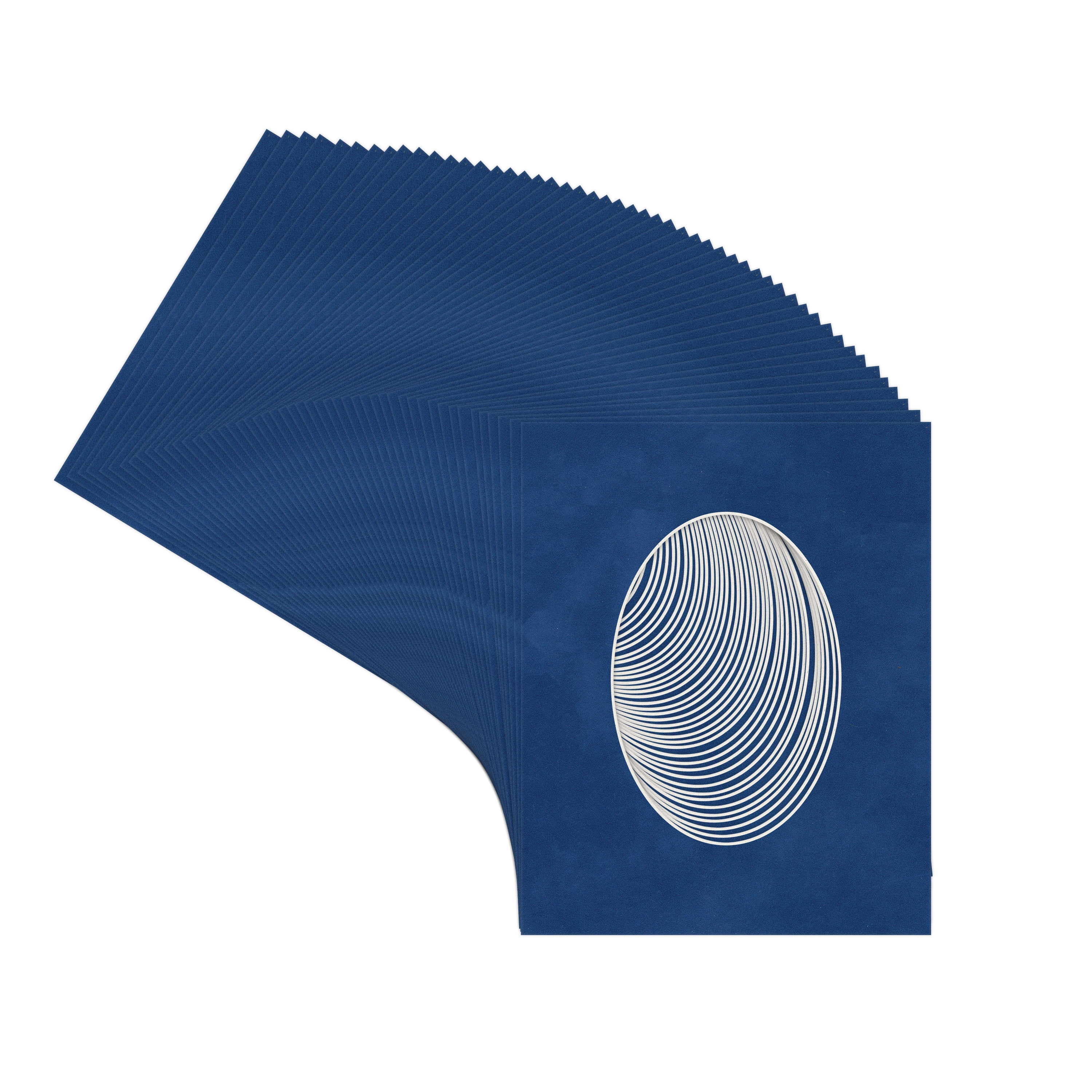 Brooke Blue Suede Picture Frame Mat for 18x24 Frames - Oval Opening for 15x22 Photos - 50 Mats